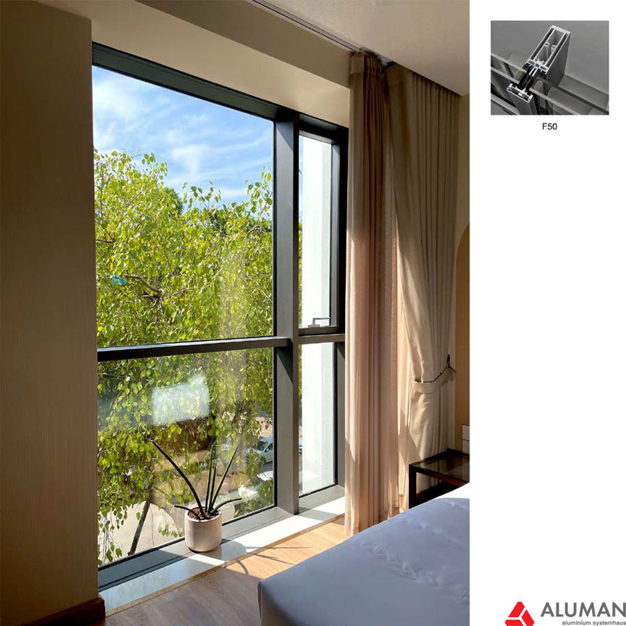 Hình ảnh thực tế cửa nhôm Aluman tại Serviced Apartment cao cấp tại 56 Trần Nhân Tông – Hà Nội